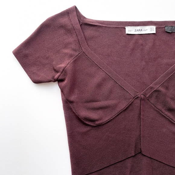 Zara Burgundy Crop Top - Picture 3 of 6